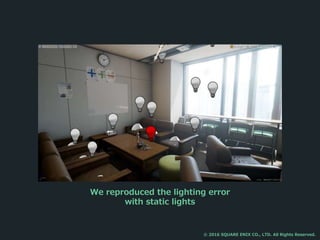 We reproduced the lighting error
with static lights
© 2016 SQUARE ENIX CO., LTD. All Rights Reserved.
 