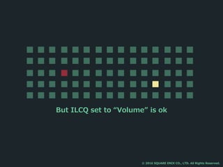 But ILCQ set to “Volume” is ok
© 2016 SQUARE ENIX CO., LTD. All Rights Reserved.
 