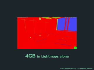 4GB in Lightmaps alone
© 2016 SQUARE ENIX CO., LTD. All Rights Reserved.
 