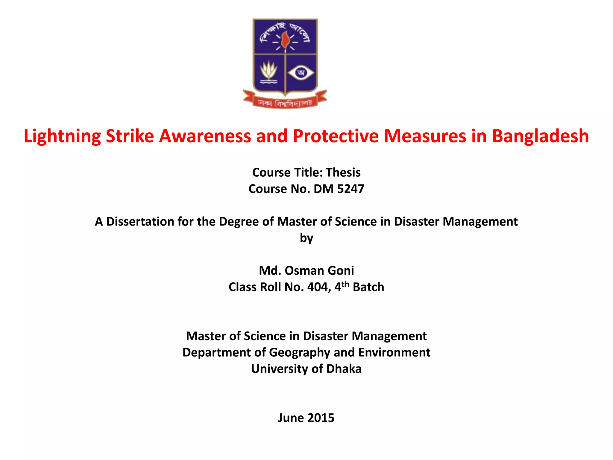 Lightning Safety Awareness Session by Osman Goni | PPT