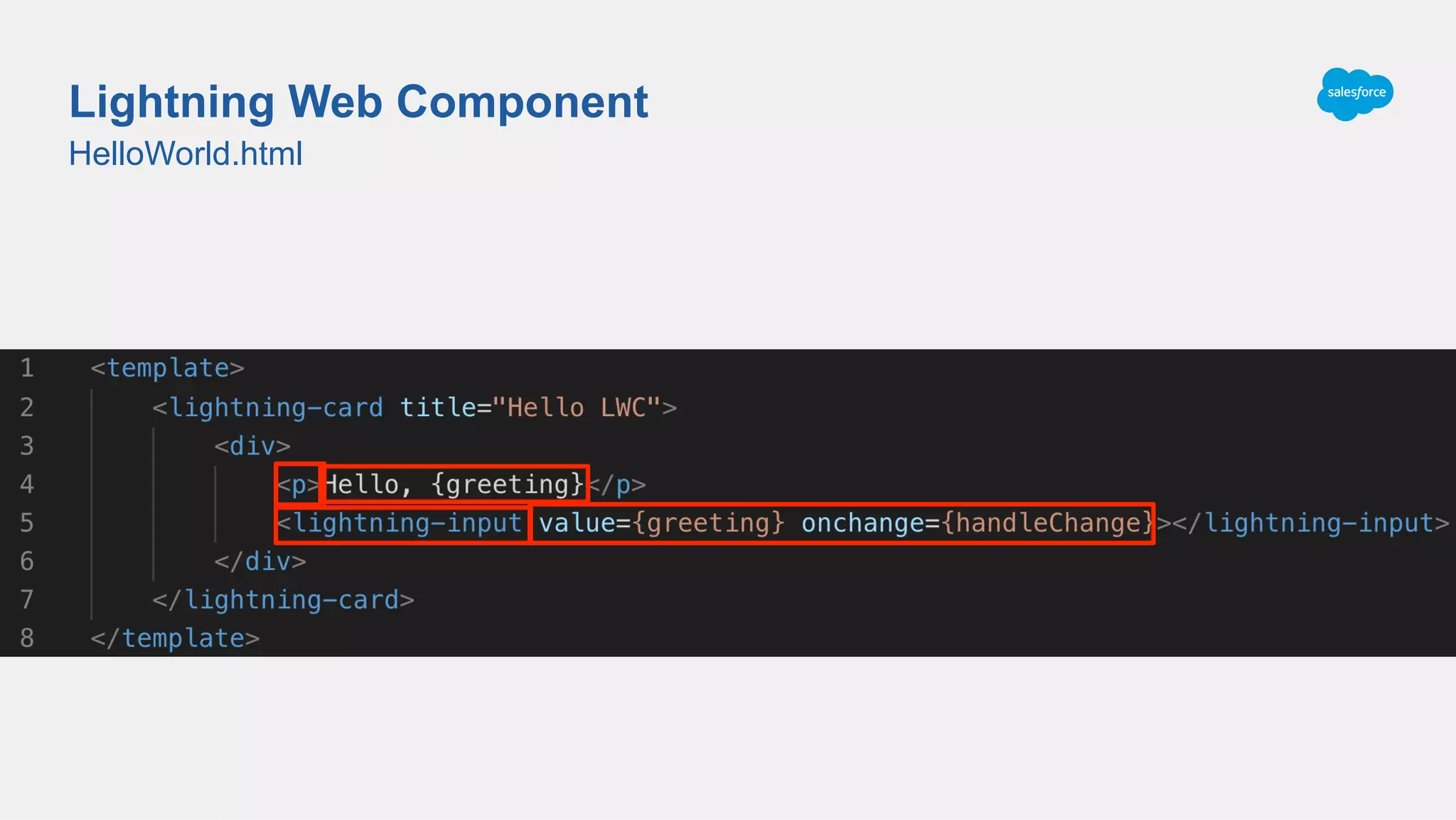 Lightning Web Component
HelloWorld.html
 