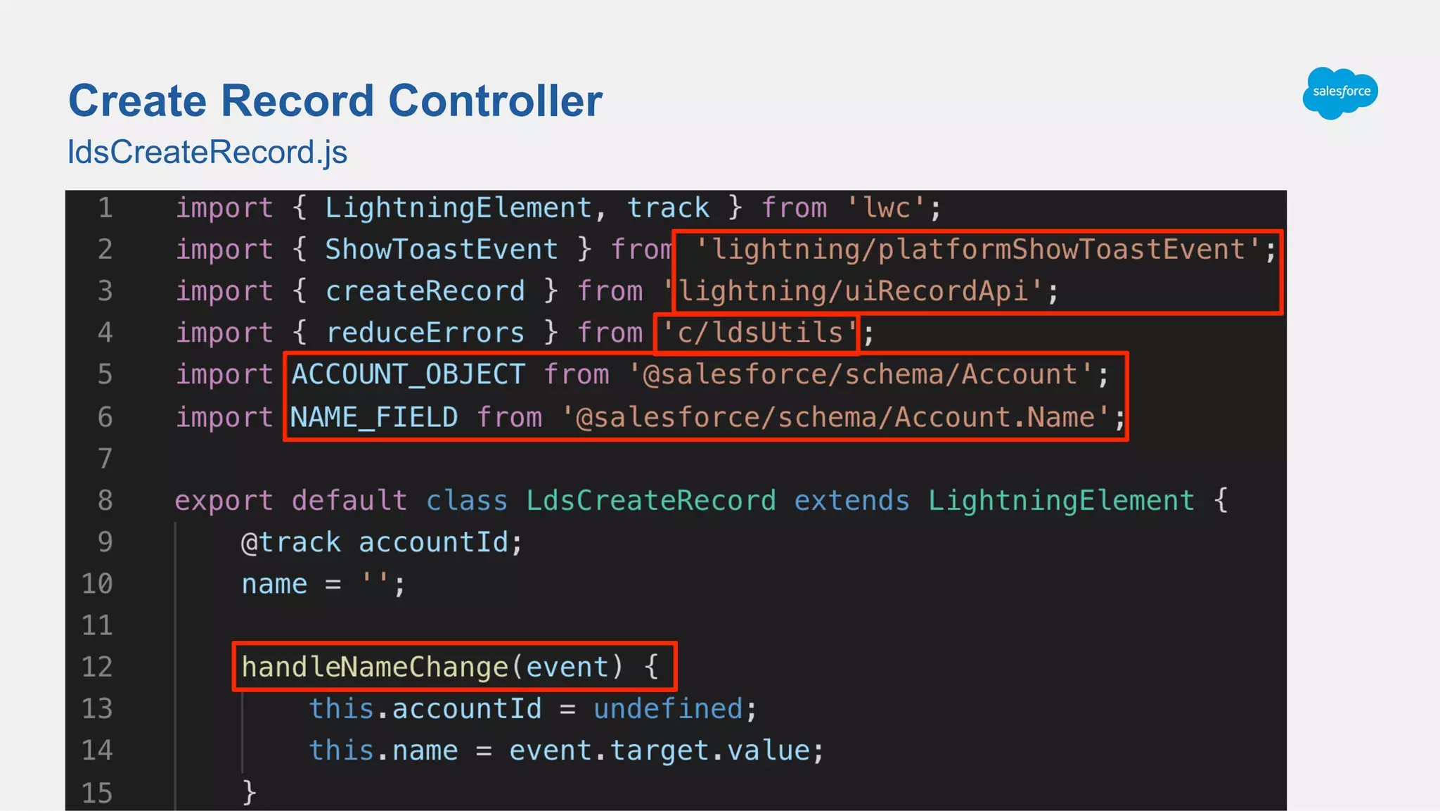 ldsCreateRecord.js
Create Record Controller
 