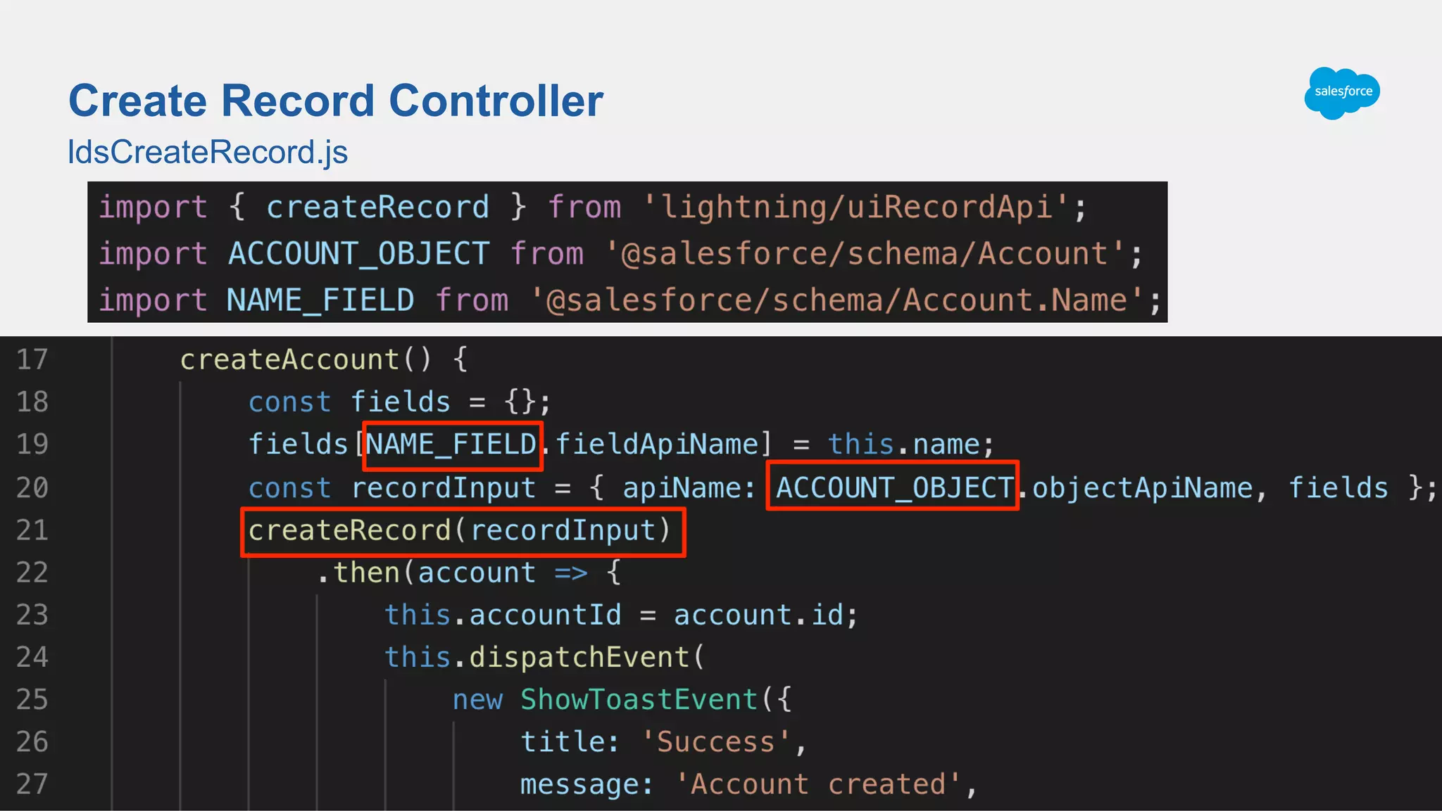 ldsCreateRecord.js
Create Record Controller
 