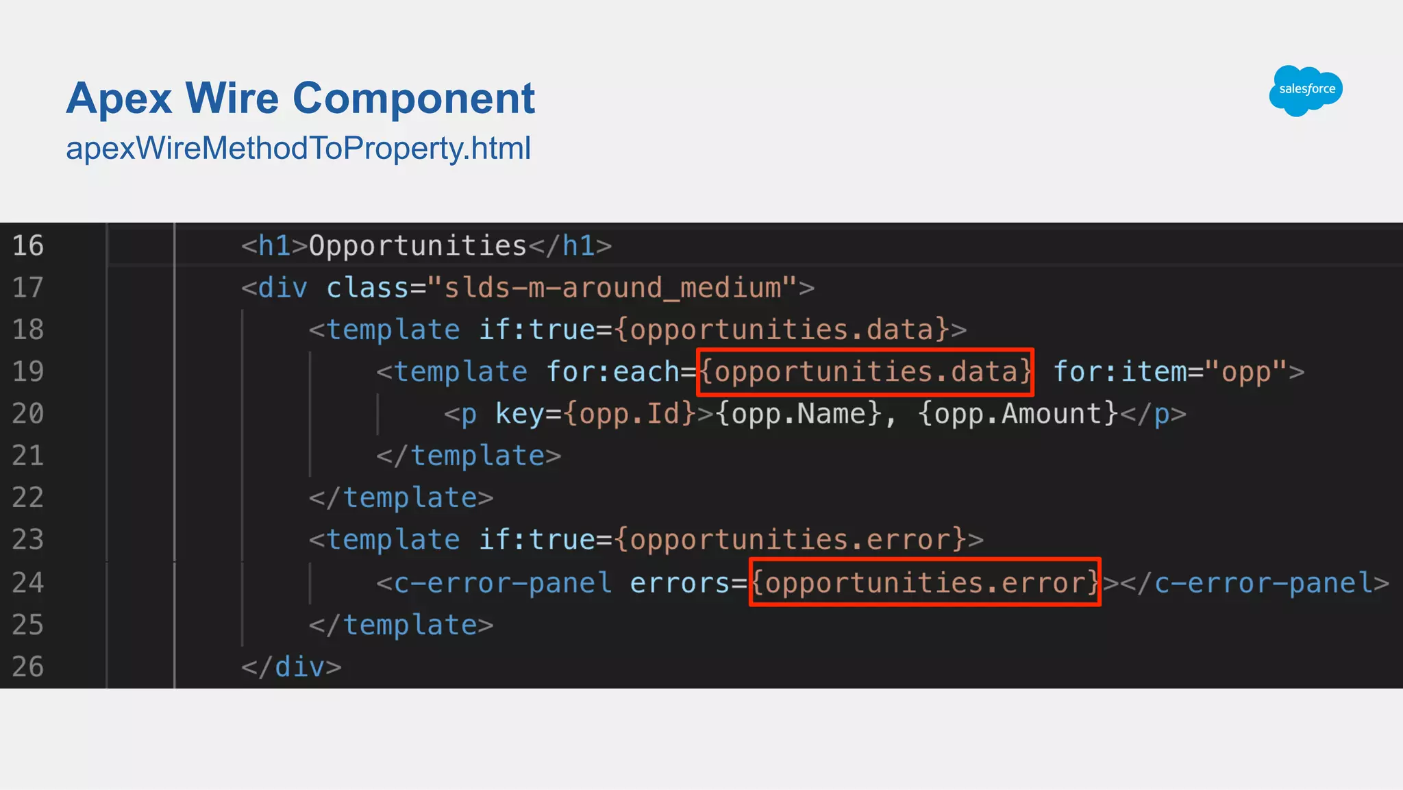 apexWireMethodToProperty.html
Apex Wire Component
 