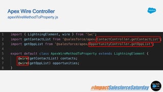 apexWireMethodToProperty.js
Apex Wire Controller
 