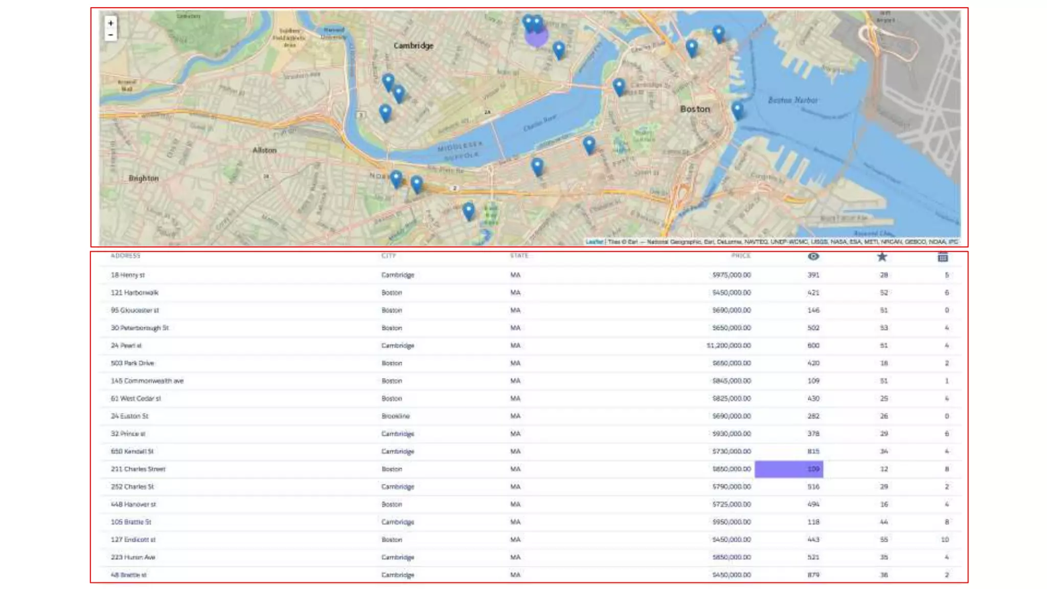 [screenshot 2: map + list]
 