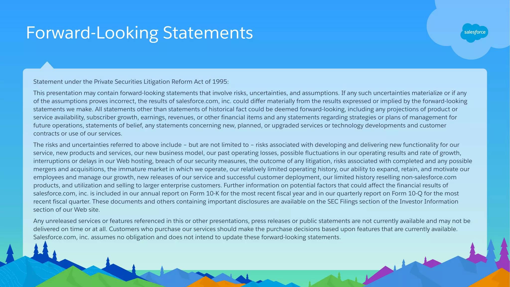 Forward-Looking Statements
 