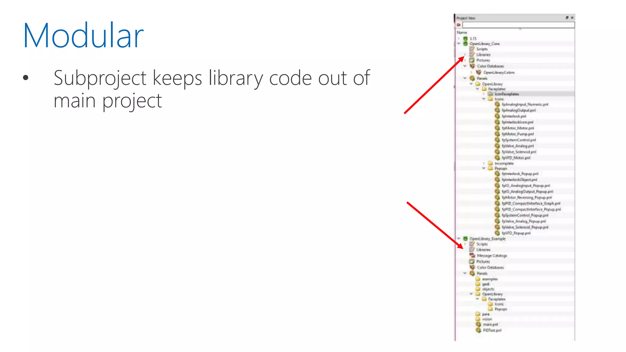 • Subproject keeps library code out of
main project
Modular
 