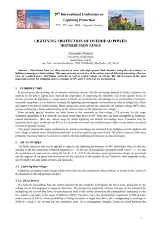 Lightning protection for overhead distribution lines | PDF