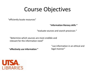Librarians as First Year InstructorsTara Schmidt, Research Services, Univ. of Texas at San Antonio