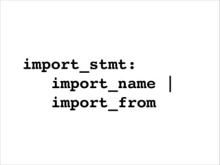 >>> import sys!
>>> accio sys!
SyntaxError
 