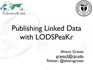 Publishing Linked Data
  with LODSPeaKr
                   Alvaro Graves
                gravea3@rpi.edu
          Twitter: @alvarograves
          1
 