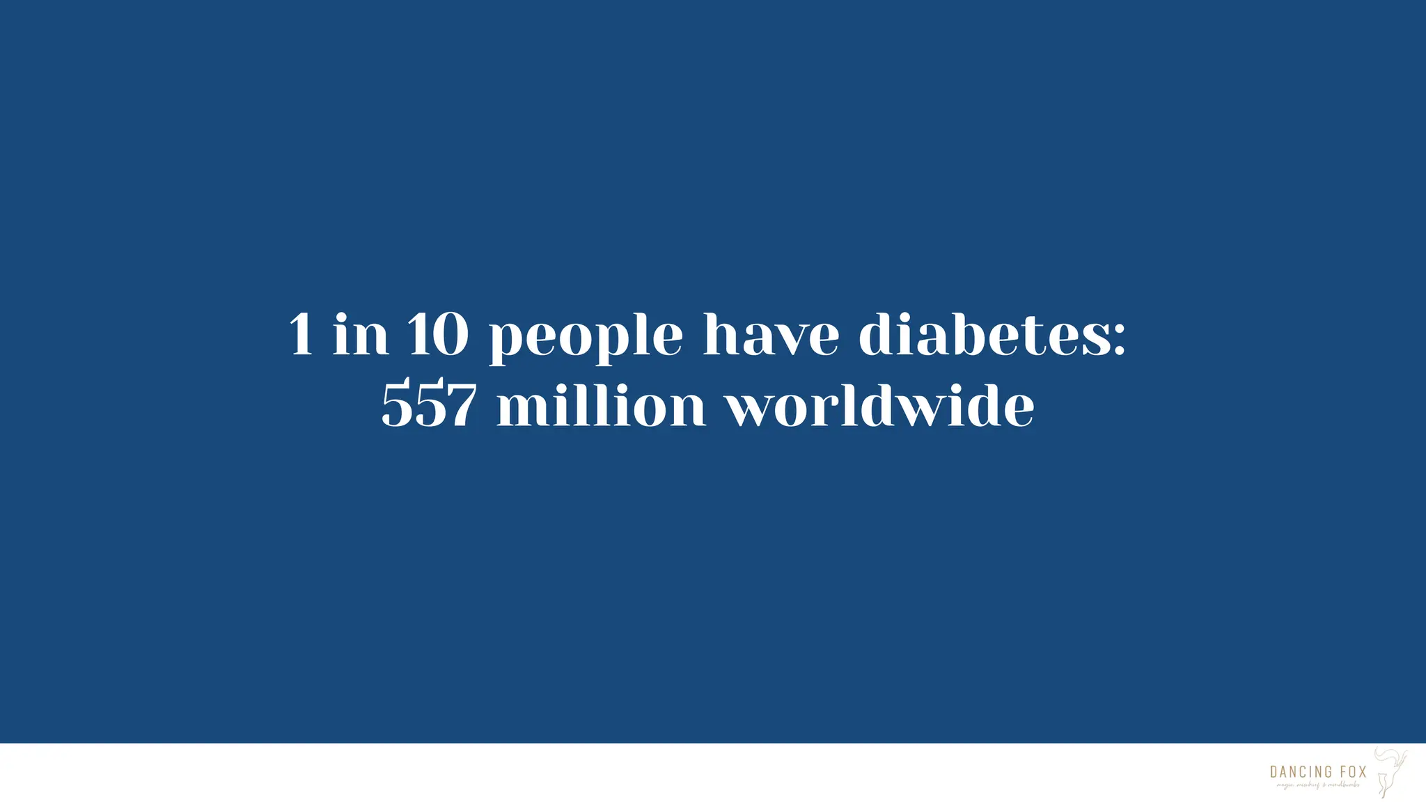 1 in 10 people have diabetes:
557 million worldwide
 