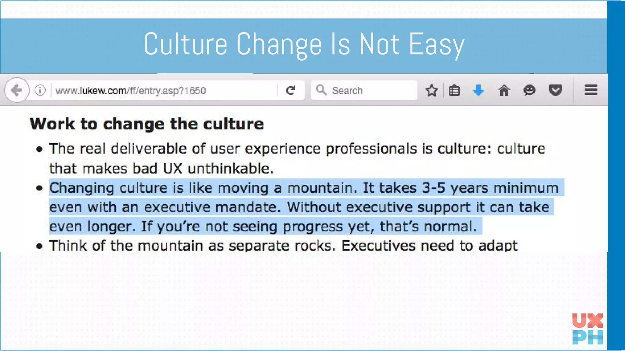 Culture Change Is Not Easy