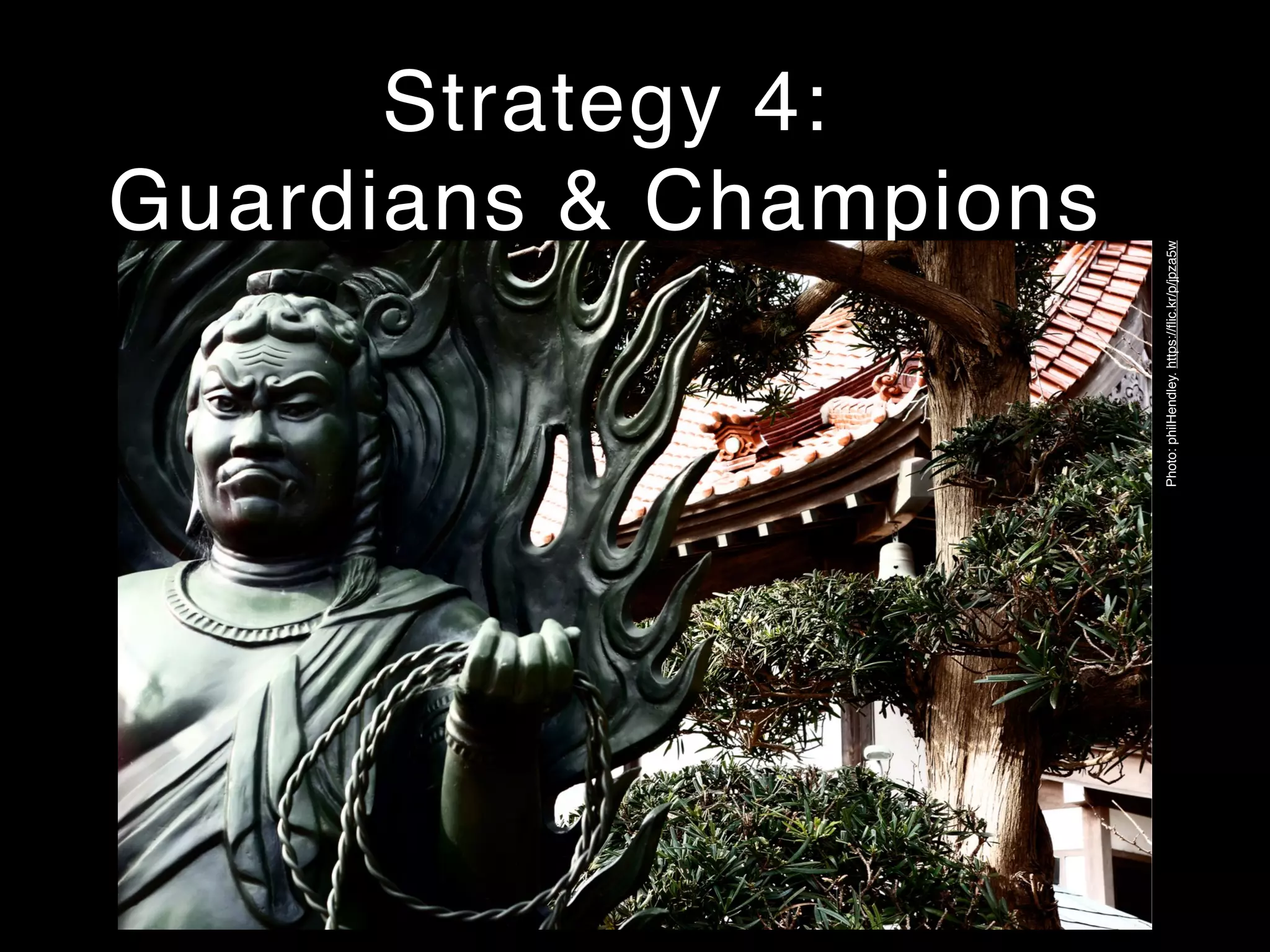 Strategy 4:
Guardians & Champions
Photo:philHendley.https://ﬂic.kr/p/jpza5w
 