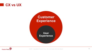 16© 2016 - Copyrights to Passion Peers. Not to be reused without permission
Customer
Experience
User
Experience
CX vs UX
 
