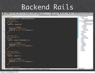 Backend Rails




Sunday, 12 de September de 2010
 