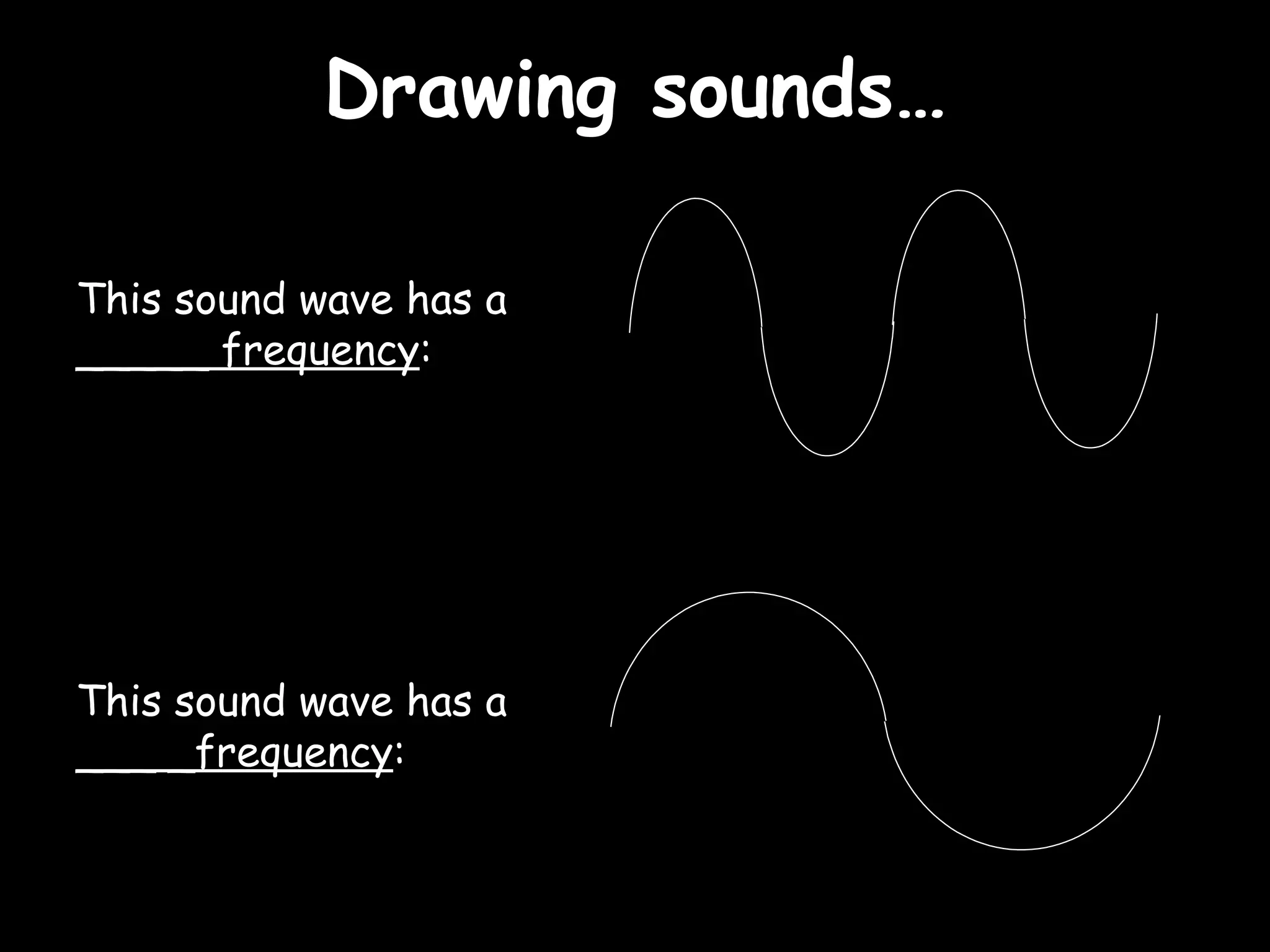 Drawing sounds… This sound wave has a  _____ frequency : This sound wave has a  ___ _frequency : 