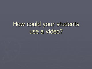 How could your students use a video? 