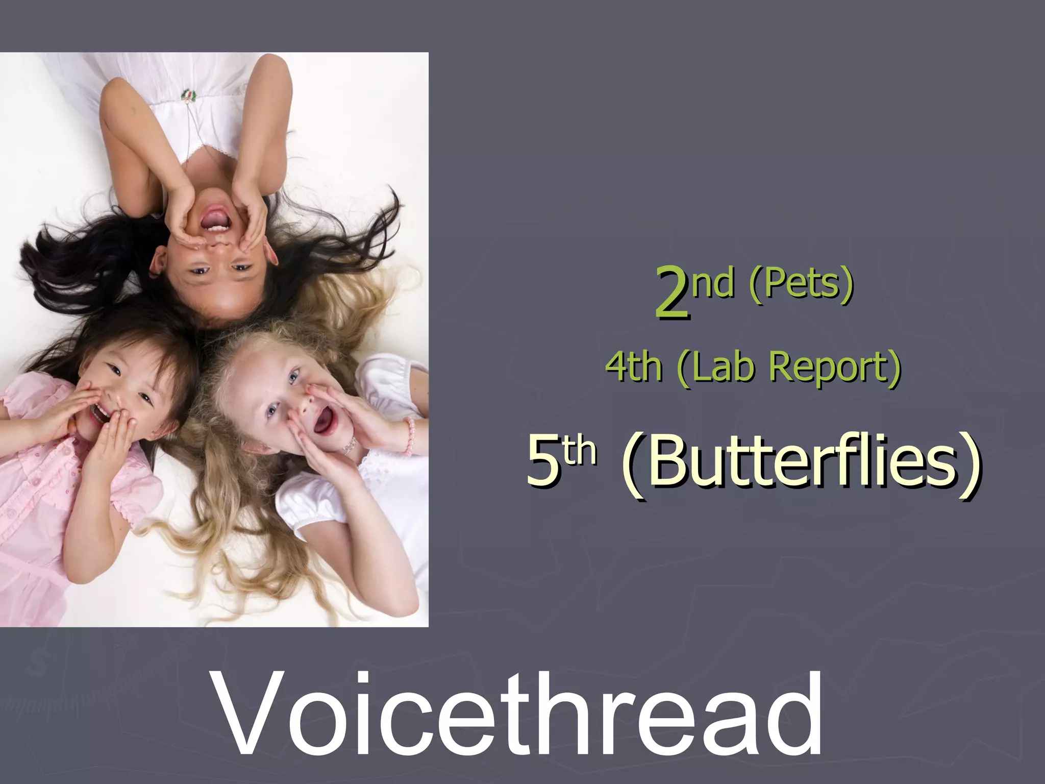 2 nd  (Pets) 4 th  (Lab Report) 5 th  (Butterflies) Voicethread 
