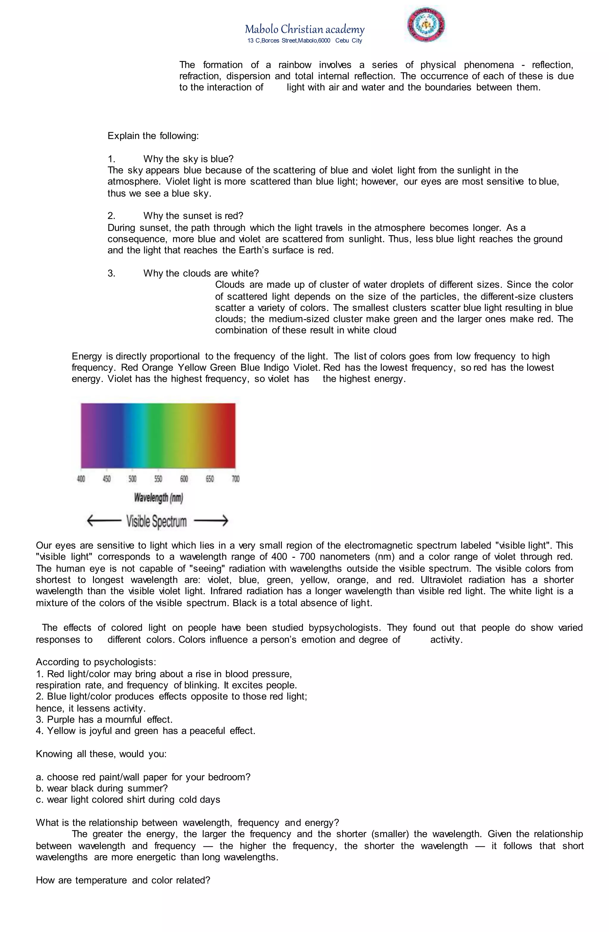 Lights lesson plan PDF