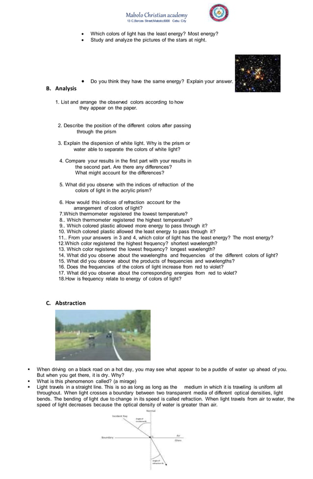 Lights lesson plan PDF