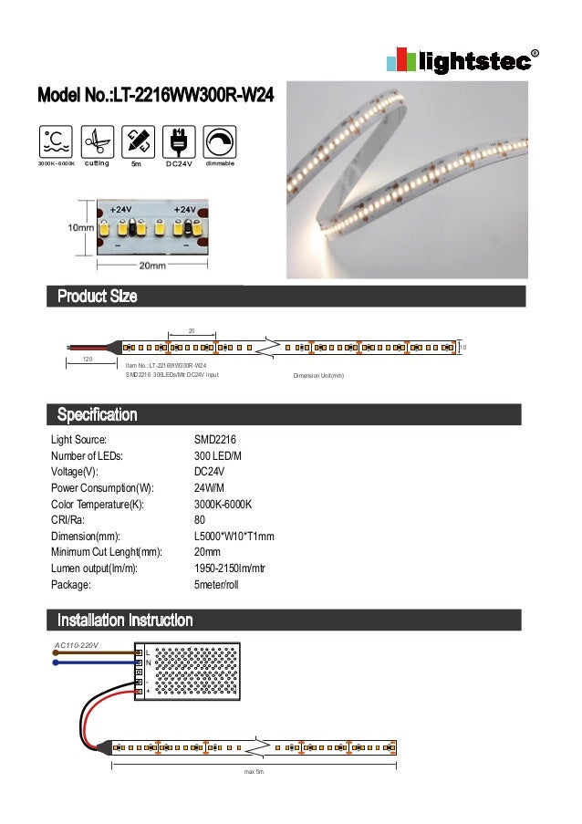 Lightstec led strip light 2216 30024