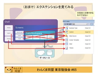 （おまけ） エクステンションを見てみる
                        ※完全に分割できる
                        わけではない




      データソース




     わんくま同盟 東京勉強会 #65
 