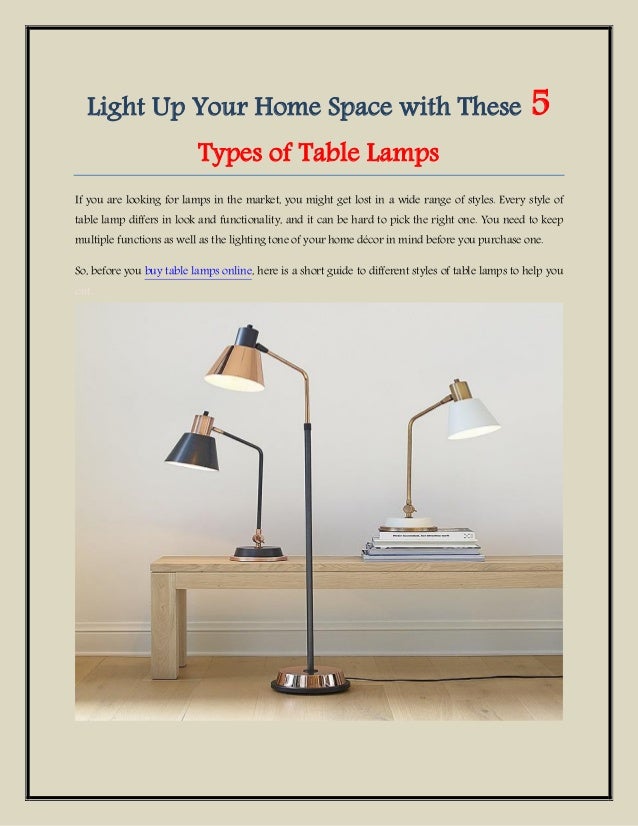 types of table lamps