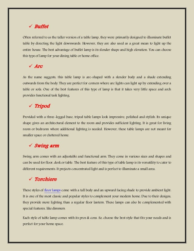 Light Up Your Home Space With These 5 Types Of Table Lamps