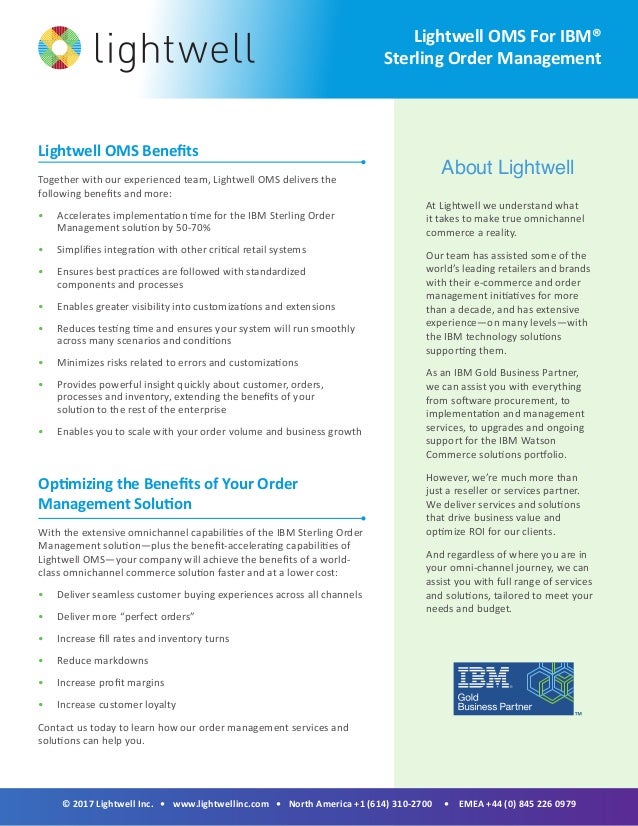 Lightwell OMS for IBM Sterling Order Management Overview