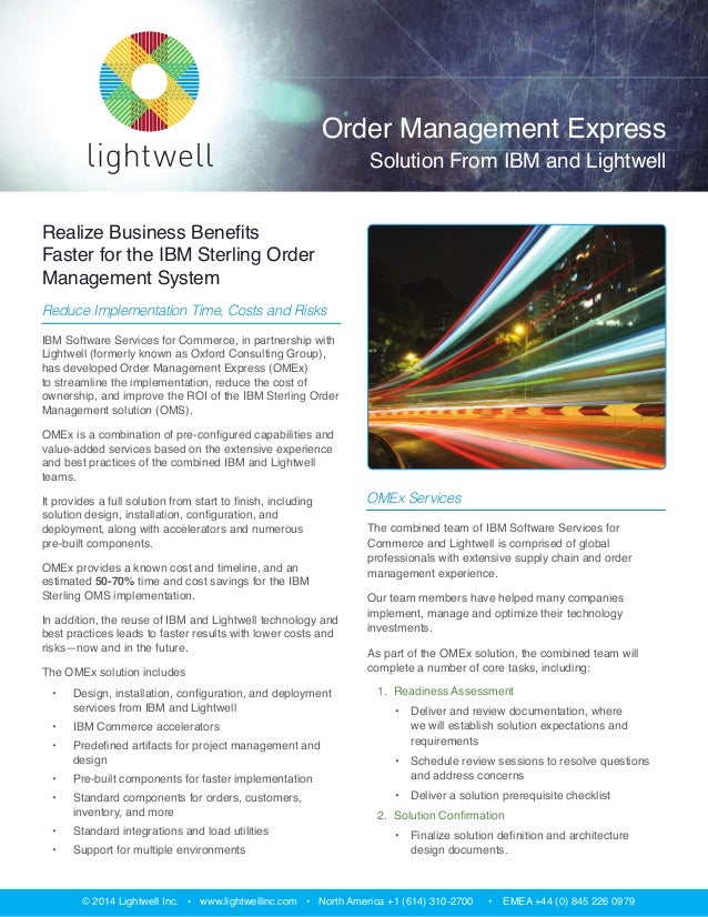 Order Management Express Solution from IBM and Lightwell