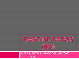 BASE DE DATOS (BD) LIGIA LIZETH BLANCO VILLAMIZAR	11-02 