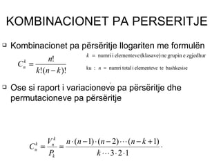Variacija Ligjerata 10 permutacionet, kombinacionet, variacionet | PPT
