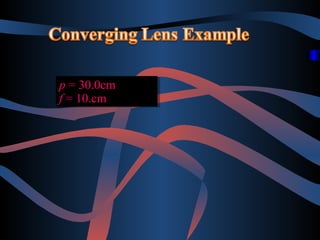 p = 30.0cm
p = 30.0cm
ff = 10.cm
= 10.cm

 