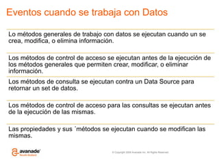 Eventos cuando se trabaja con Datos