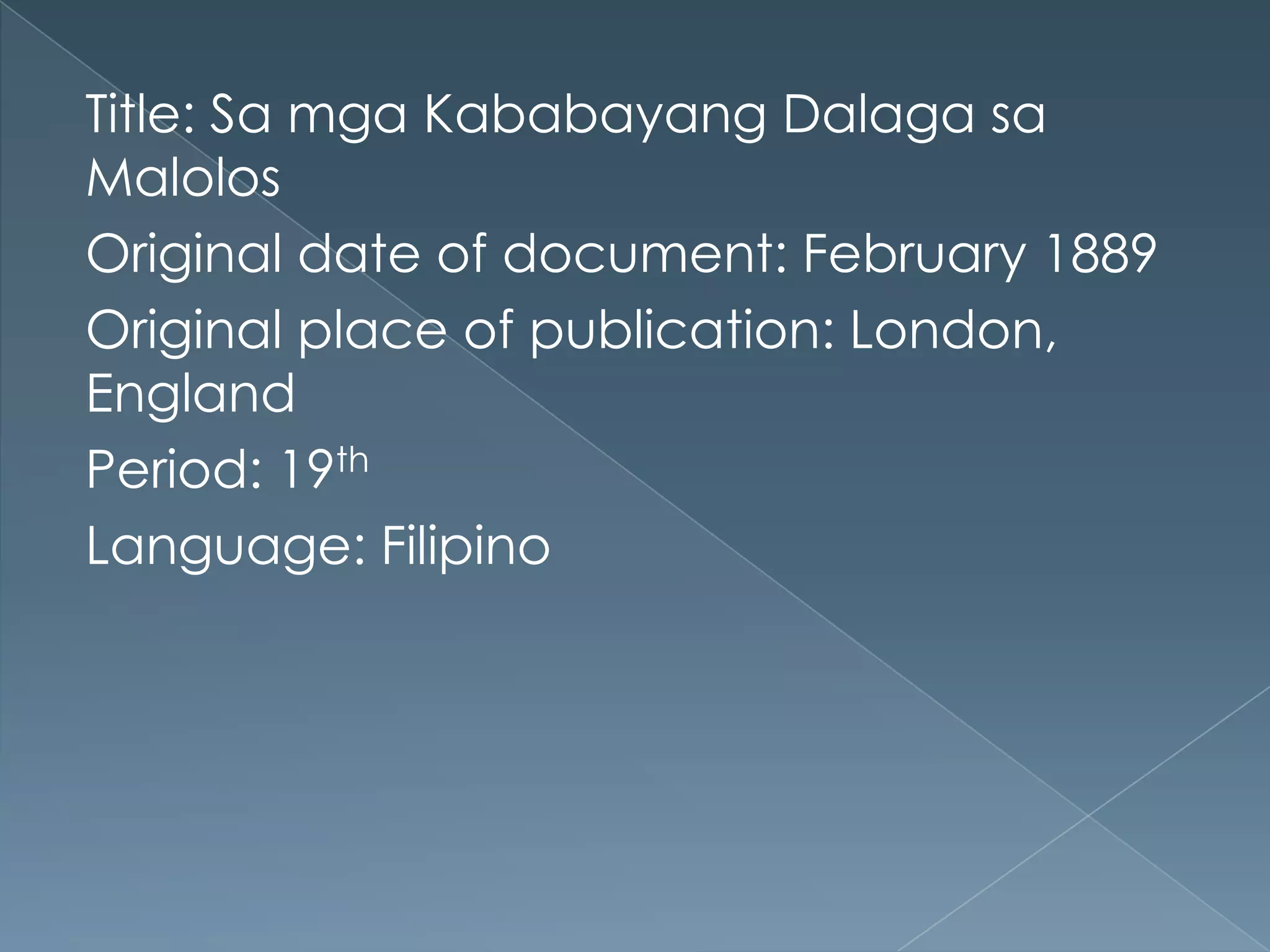Liham ni rizal sa mga kabataang dalaga ng malolos | PPTX