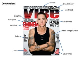 Conventions

Banner

Brand Identity
Masthead

Strapline
Pull quote
Cover lines

Headline
Main Image/Splash
Kicker

Lure
Cover lines

 