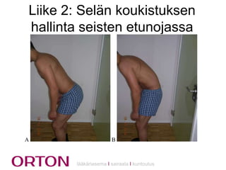 Liike 2: Selän koukistuksen
hallinta seisten etunojassa

lääkäriasema Ι sairaala Ι kuntoutus

 