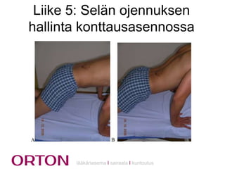 Liike 5: Selän ojennuksen
hallinta konttausasennossa

lääkäriasema Ι sairaala Ι kuntoutus

 