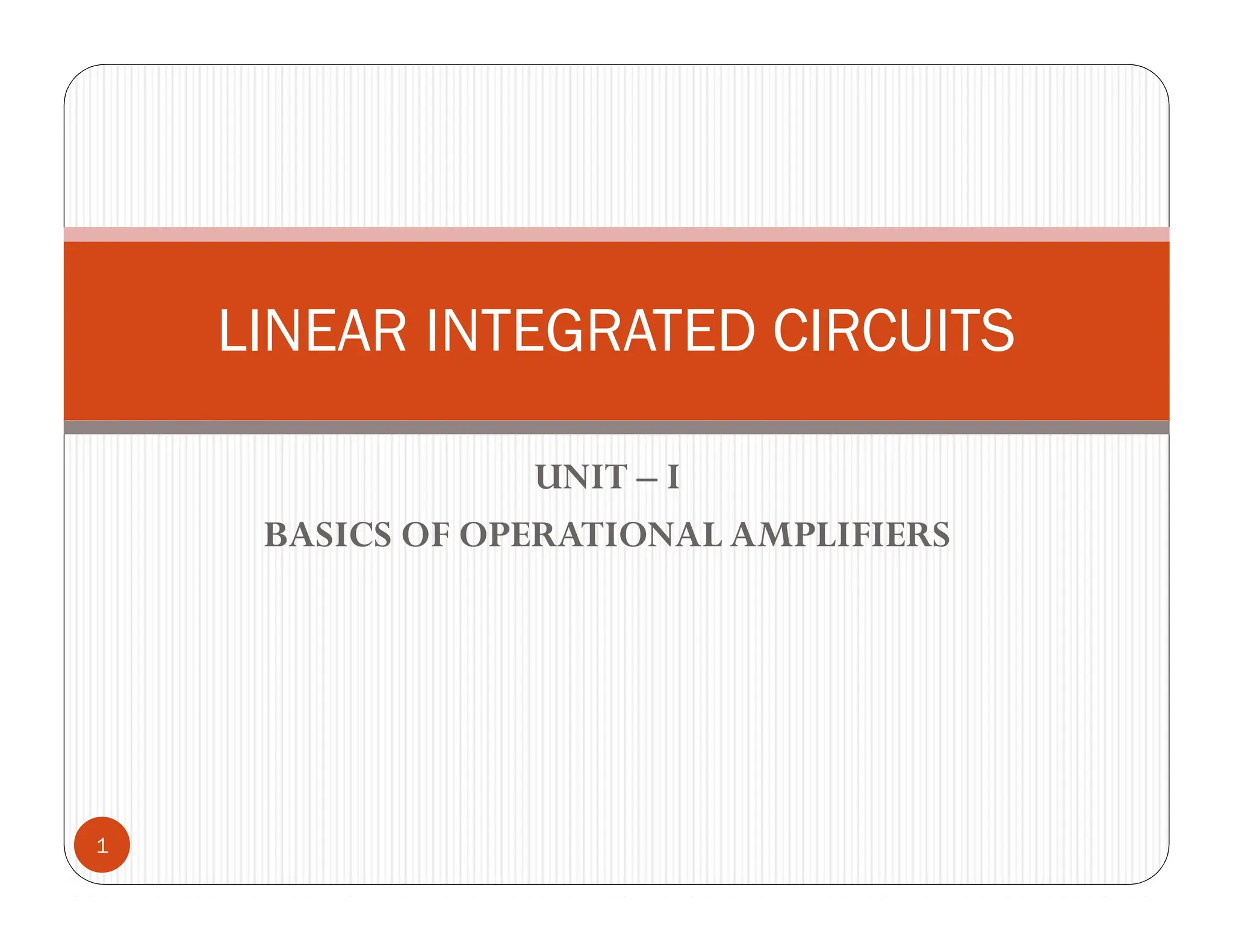 EC3451 LINEAR INTEGRATED CIRCUITS UNIT 1 .pdf | Computer Networking ...