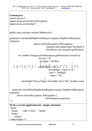Liit tyit sem 5 enterprise java unit 1 notes 2018 | PDF