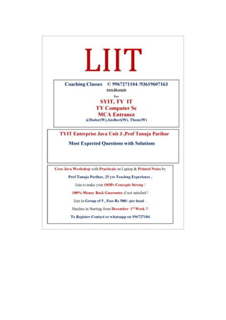 Liit tyit sem 5 enterprise java unit 3 2018 imp questions with solutions 