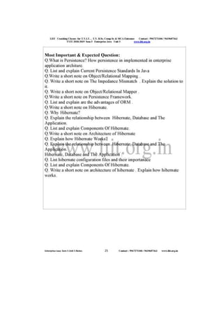 Liit tyit sem 5 enterprise java unit 5 important questins with ...