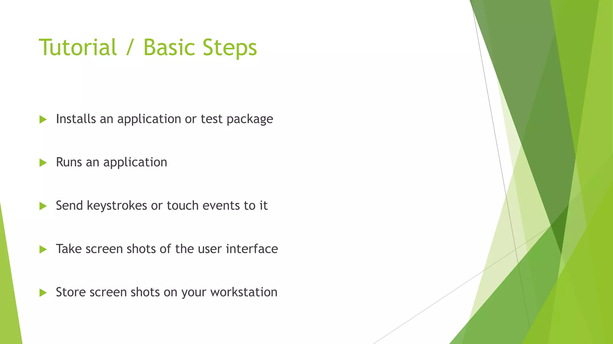 Sustainability, performance, pricing


Monkeyrunner is a build in tool, which is included in the android SDK
tools.



Hence, it’s stabile for android testing and the performance is food.



Also, it’s free since it comes with Android SDK tools.

 