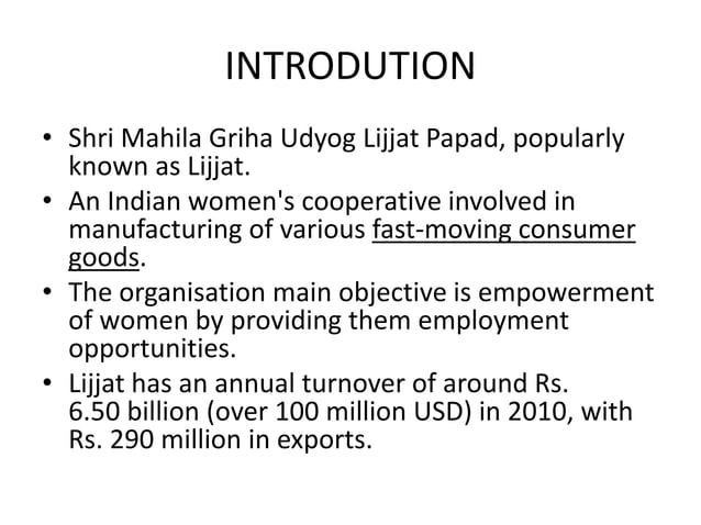 Lijjat papad | PPTX | Business | Business and Finance