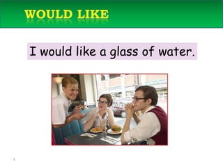 6	Would like5-10  WOULD LIKEI would like a glass of water.