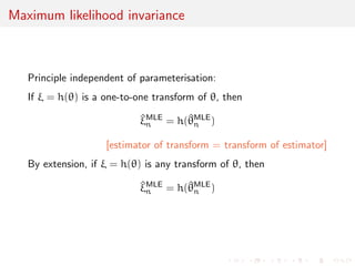@ 
@ 

 
In information geometry, this is seen as a change of 
coordinates on a Riemannian manifold, and the intrinsic 
properties of curvature are unchanged under dierent 
parametrization. In general, the Fisher information 
matrix provides a Riemannian metric (more precisely, the 
Fisher-Rao metric). [Wikipedia] 
 