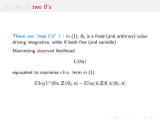 Unicity of maximum likelihood estimate 
Depending on regularity of L(jx1, . . . , xN), there may be 
1 
2 several or an in 
