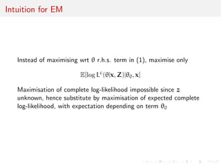nity of MLE's [or of solutions to likelihood 
equations] 
3 
1 
2 Case of x1, . . . , xn  N(1 + 2, 1) [[and mixtures of normal] 
3 
 